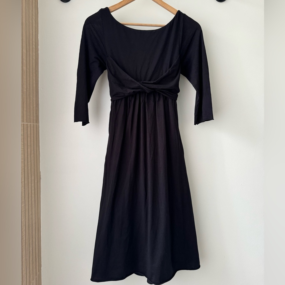 Ballet Neck Dress with Tie Bodice